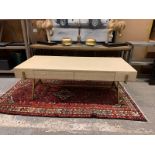 Delilah Coffee Table- Cream Shagreen Coffee Table With Satin Brass Base With Two Drawers Gorgeous