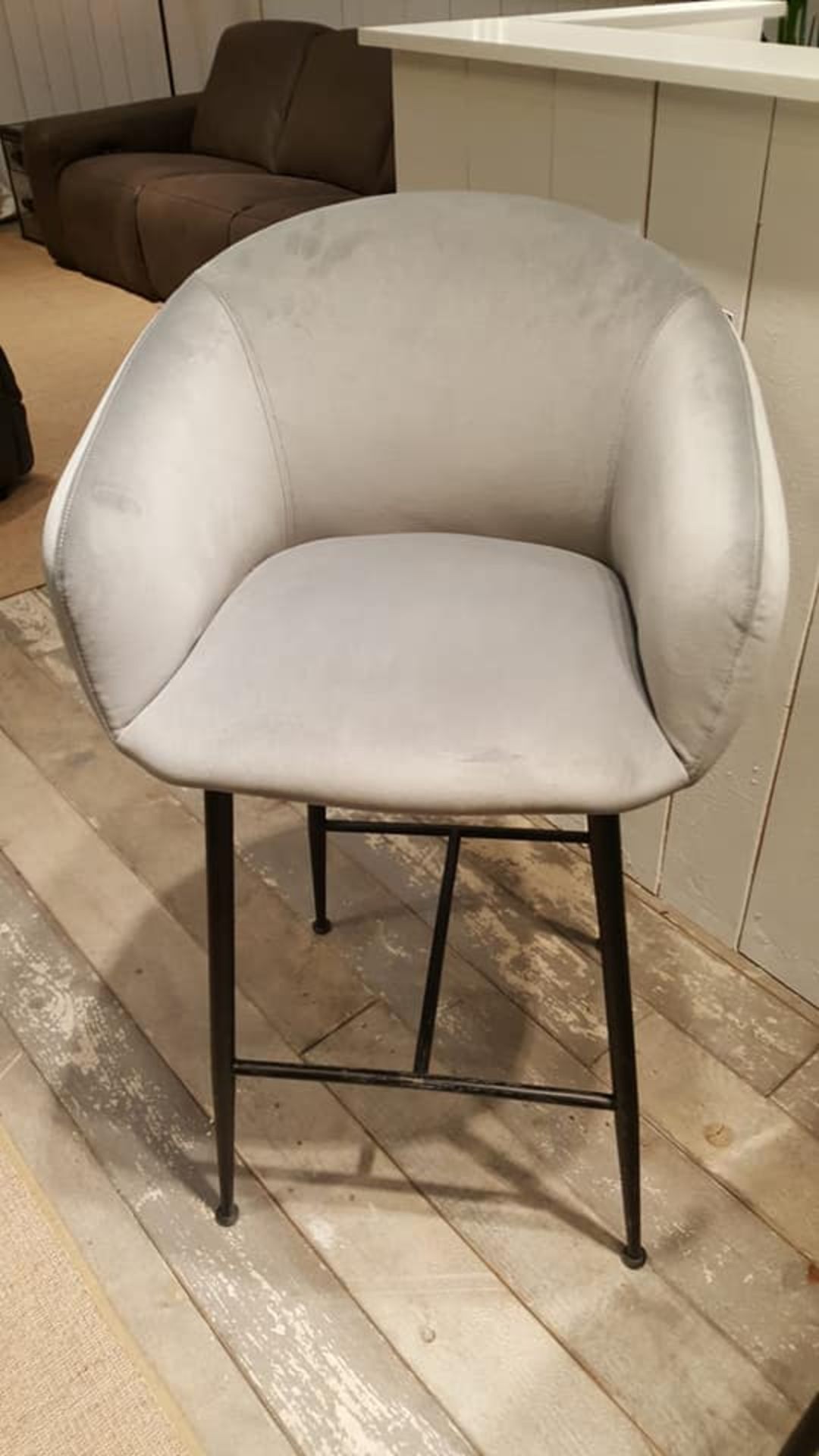 Saturn Barstool-Dusky Velvet Grey and Matt Black The Italian Tradition For Combining Stunning Design