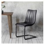Edington Grey Chair (2pk) A retro classic styled grey faux leather chair pair, with decorative