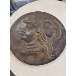Bronzed Resin Sculpture Antique Coin Medallion B Objets d'Art Decorative Accessories 40cm Diameter (