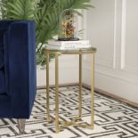 Levet Side Table Gold Metal with transparent glass top - simple elegant side table 61cm H x 41cm W x