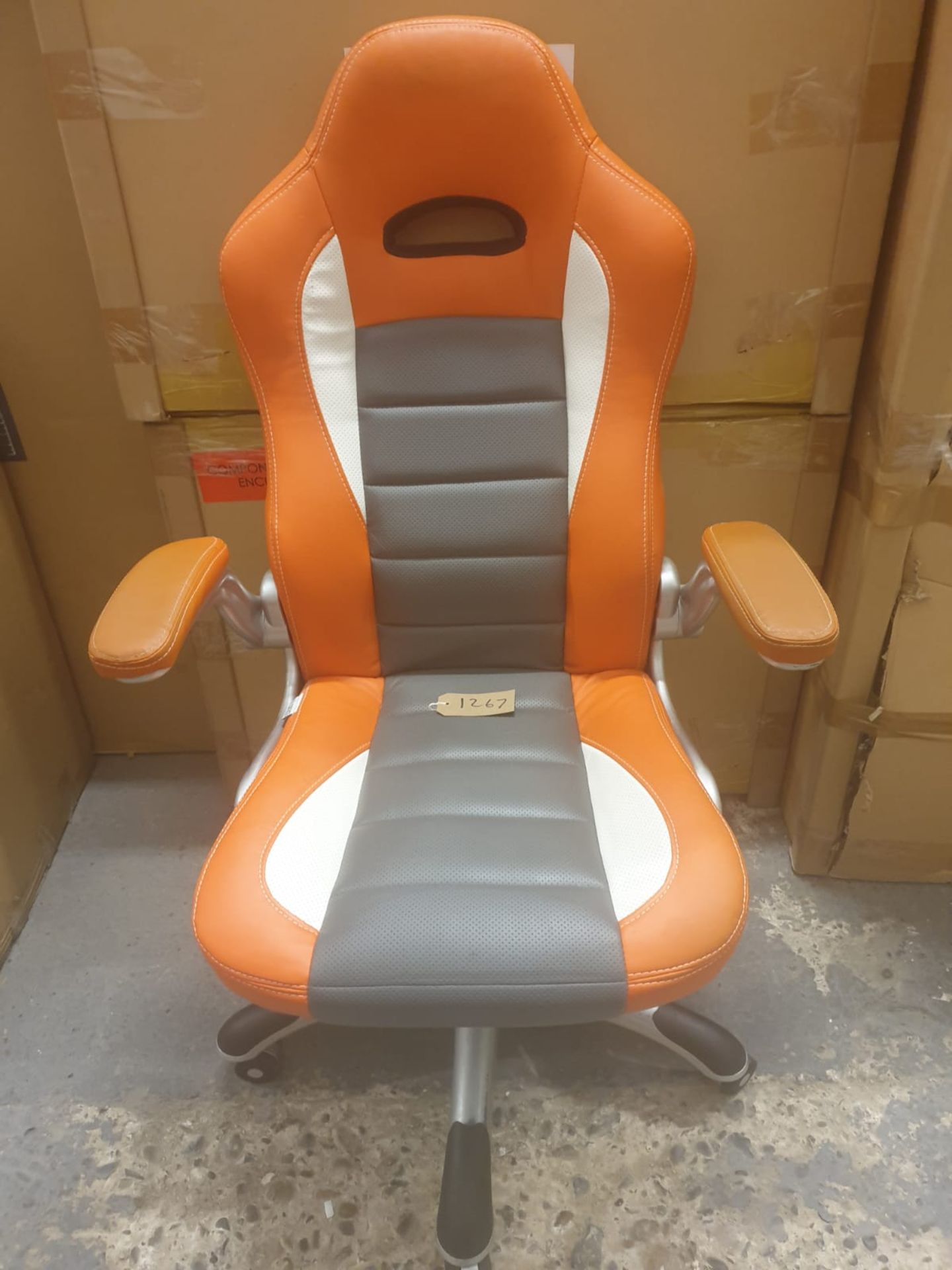 HJH Office, 621700, Gaming Chair, Home Office Chair, Racer Sport, Orange, Faux Leather, High Back