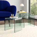 Waterfall nested tempered glass table set - beautiful nest of tables that defy the passing of time