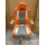 HJH Office, 621700, Gaming Chair, Home Office Chair, Racer Sport, Orange, Faux Leather, High Back