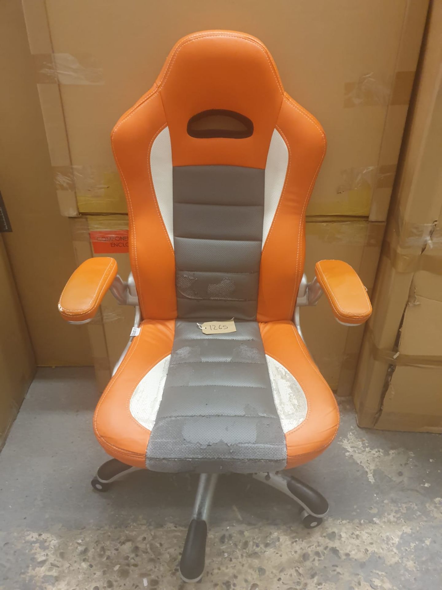 HJH Office, 621700, Gaming Chair, Home Office Chair, Racer Sport, Orange, Faux Leather, High Back