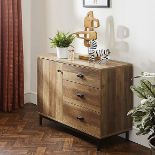 Natural Sideboard Elegantly crafted with a single cupboard equipped with two fixed shelves and