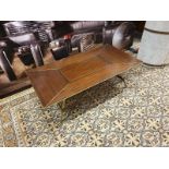 Starbay Campaign Furniture Acacia Walnut And Brass Inlay Rectangular Coffee Table Designed With