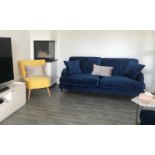 Bude Velvet Navy Blue 3 Seater Velvet Sofa is a charming addition to your home with its vintage