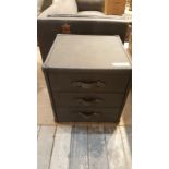 Sherborne Side Table Wrapped In Graphite Leather A Contemporary Take On Classic Steamer Trunk Shapes