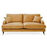 Bude Velvet Gold Ochre 3 Seater Velvet Sofa is a charming addition to your home with its vintage