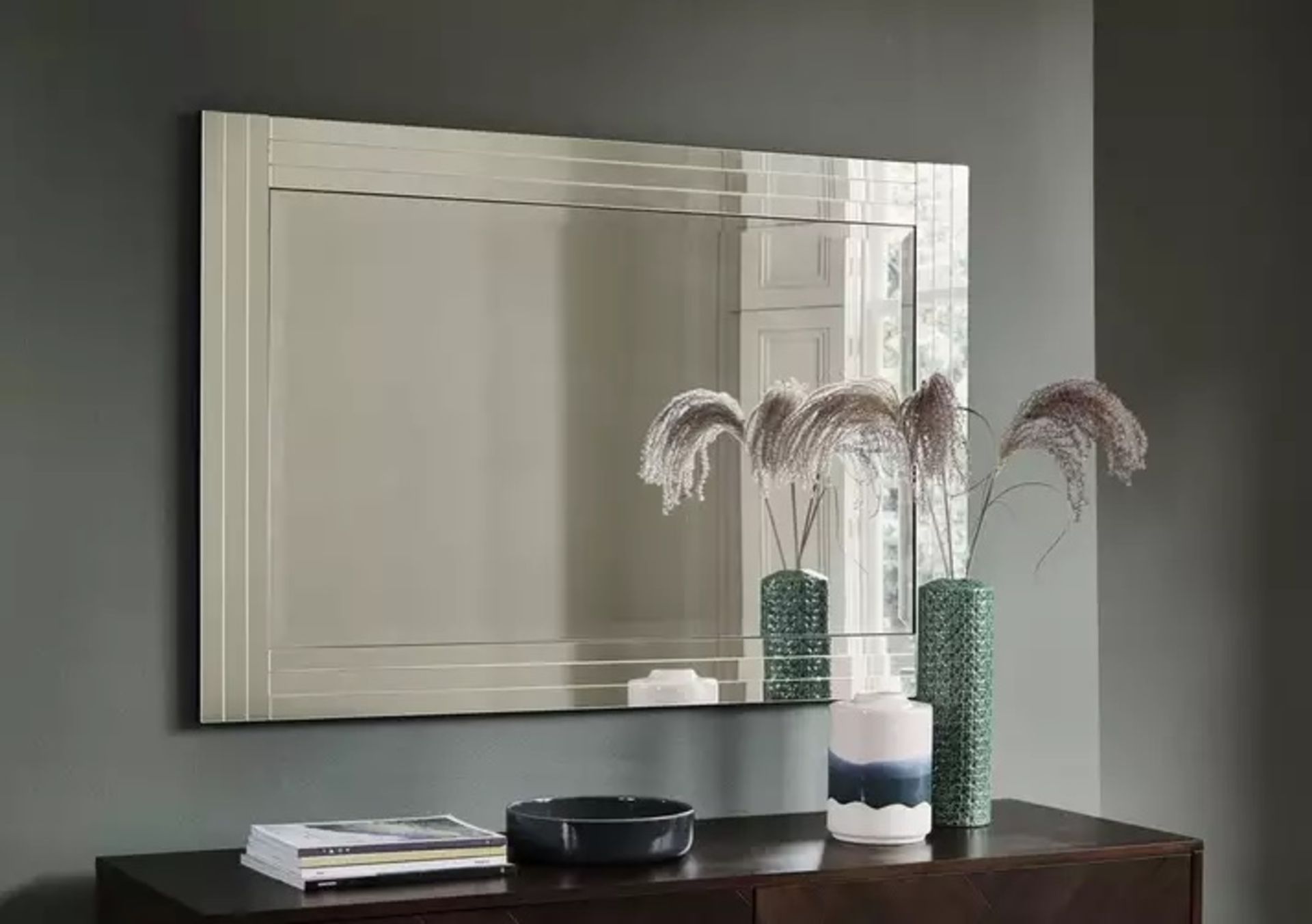 Large Art Deco inspired Burnside Mirror The sleek design of the grandly sized Burnside Mirror is