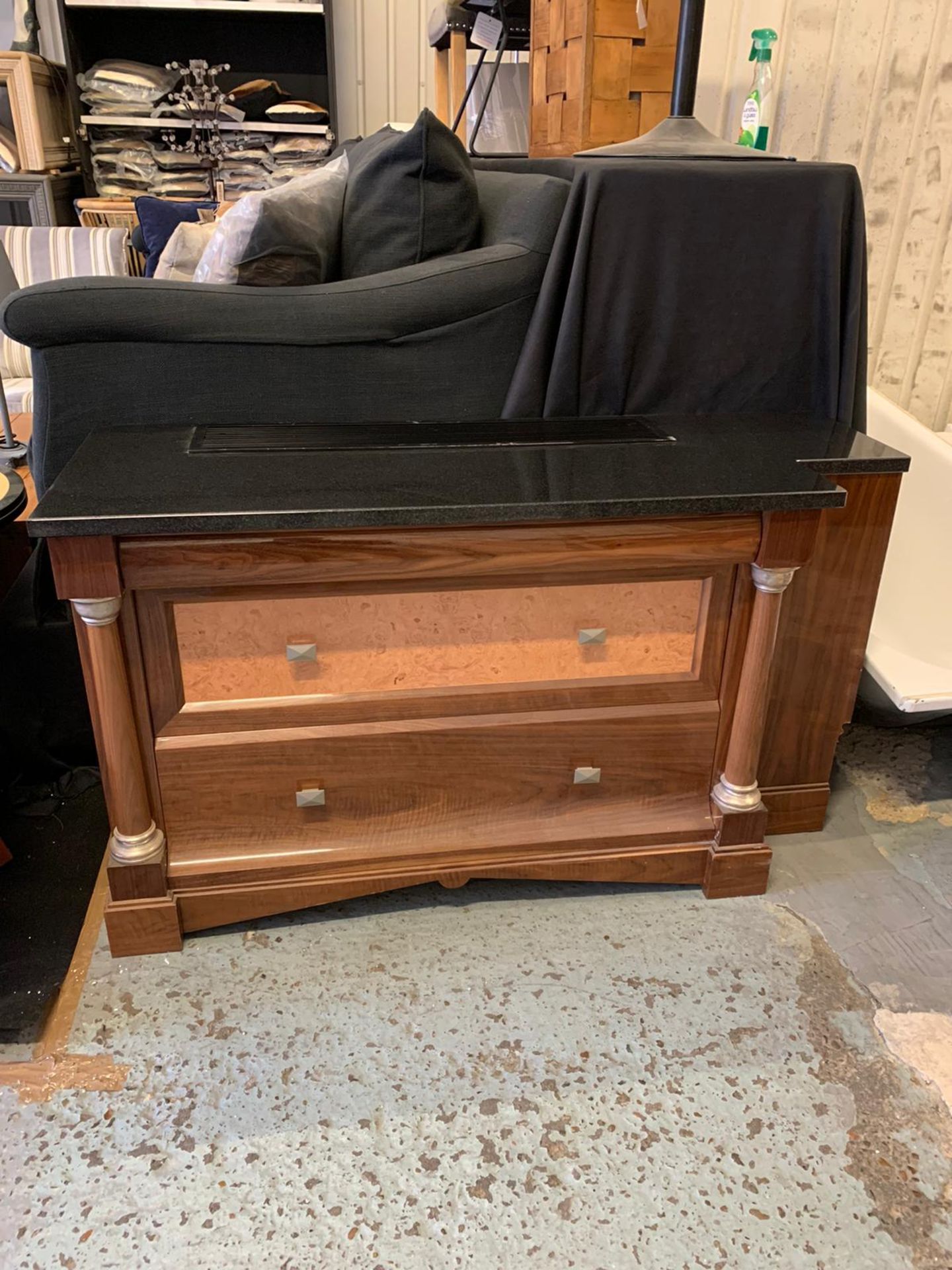 Matchbox Walnut Radiator Cover With A Black Granite Top 147cm X 55cm X 82cm Consigned From A - Image 4 of 5