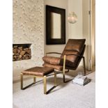 Laura Ashley Millport Vintage Leather Relaxer Chair A beautiful blend of leather and metal creates a