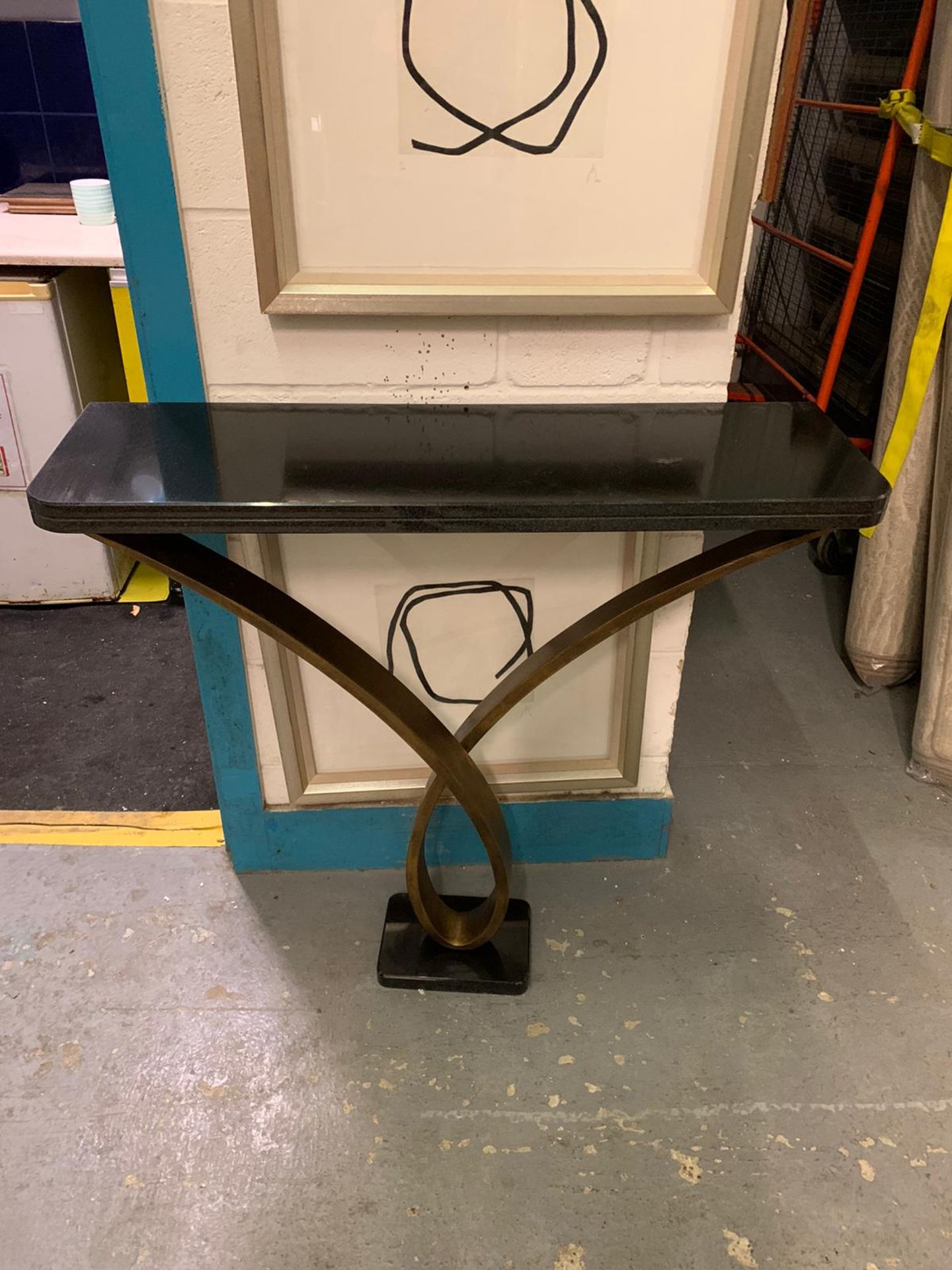 Bronze Legged And Granite Top Console Table 100cm X 30cm X 90cm Consigned From A Luxury Mayfair