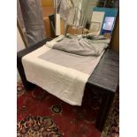 A Pair Of Grey Silk Curtains With White Cotton Trim Each Panel Drop 240cm X 73cm Consigned From A