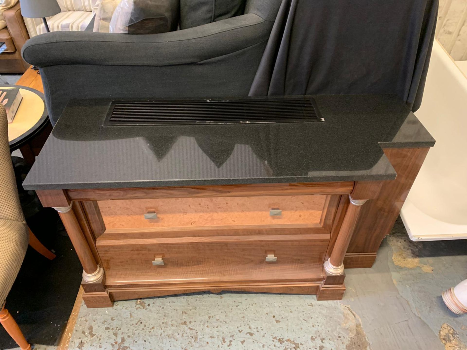 Matchbox Walnut Radiator Cover With A Black Granite Top 147cm X 55cm X 82cm Consigned From A - Image 5 of 5