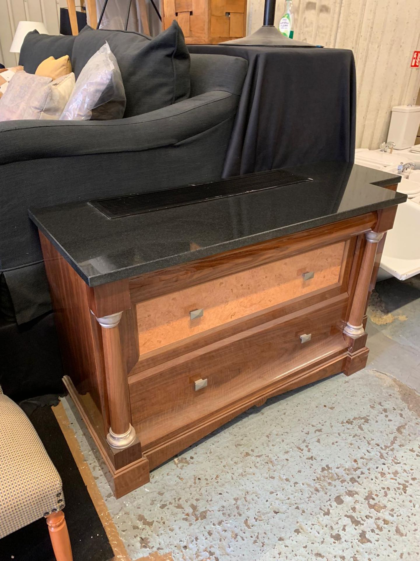 Matchbox Walnut Radiator Cover With A Black Granite Top 147cm X 55cm X 82cm Consigned From A - Image 3 of 5