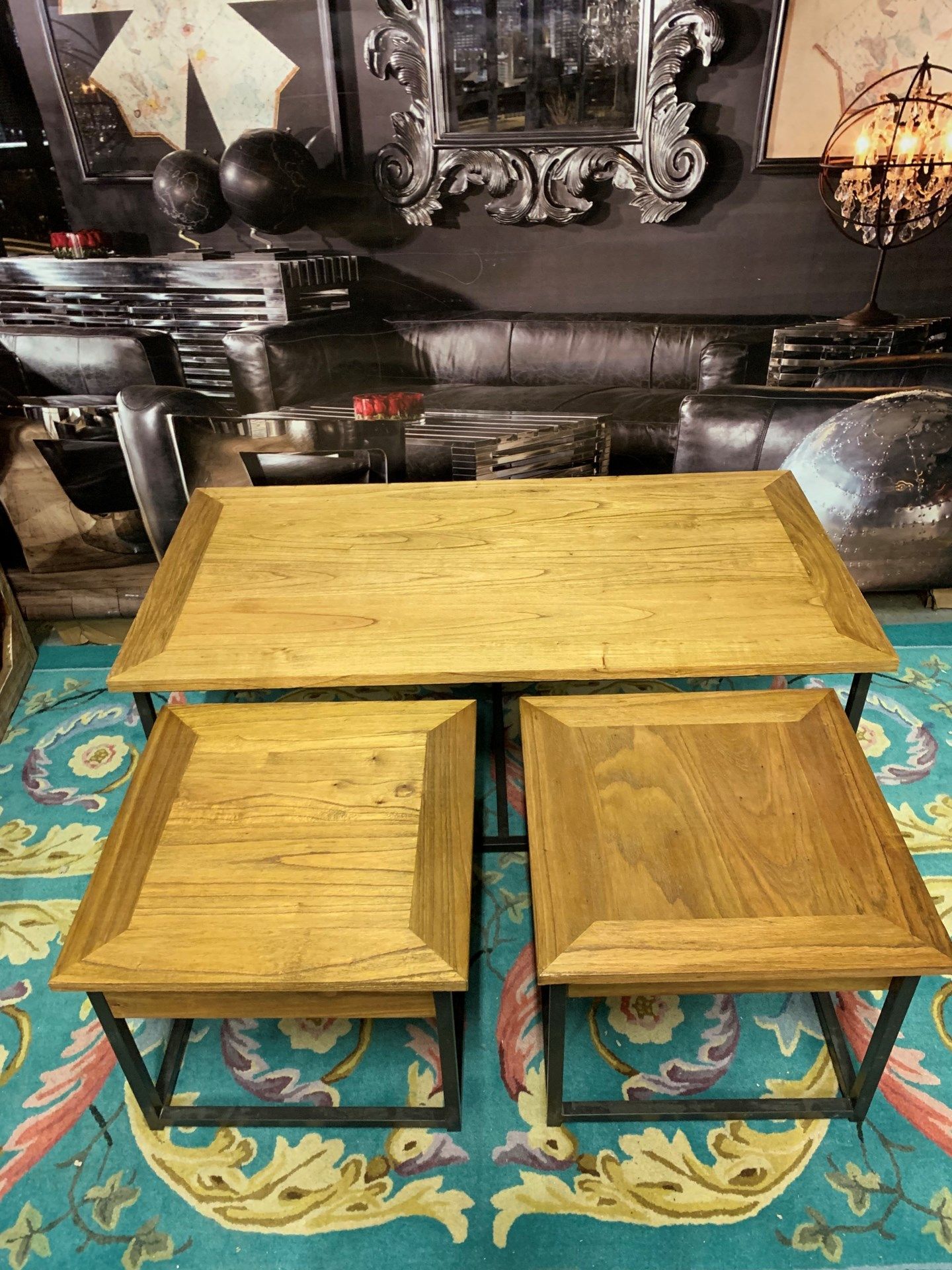 Reclaimed Wood and Iron Nesting Tables