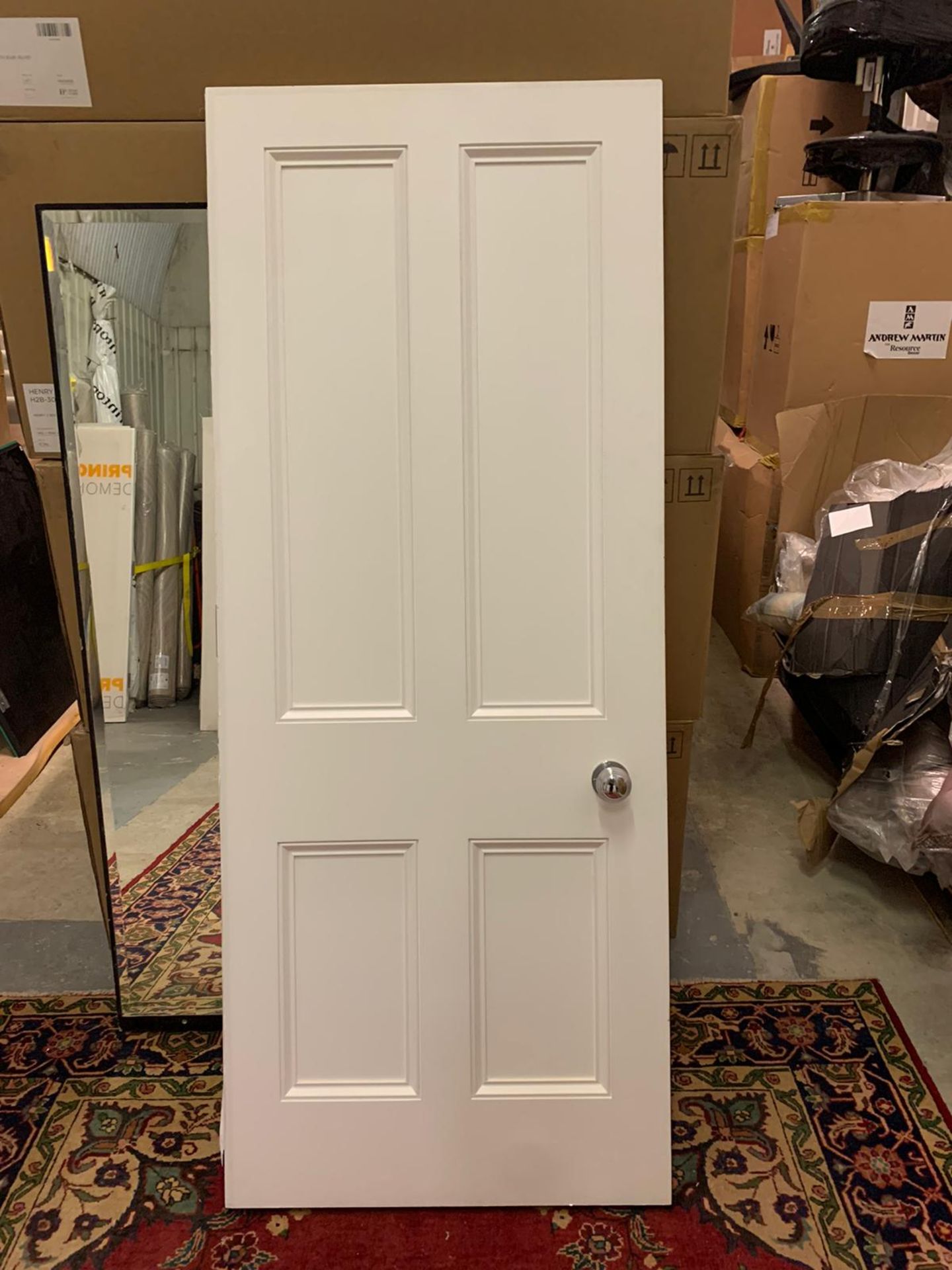 White Panelled Fire Door With Surround And Frame 83cm X 206cm X 5cm Consigned From A Luxury