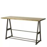 Parlane Stanley Bar Table Metal and Natural wood plank top the rectangular bar table has a solid