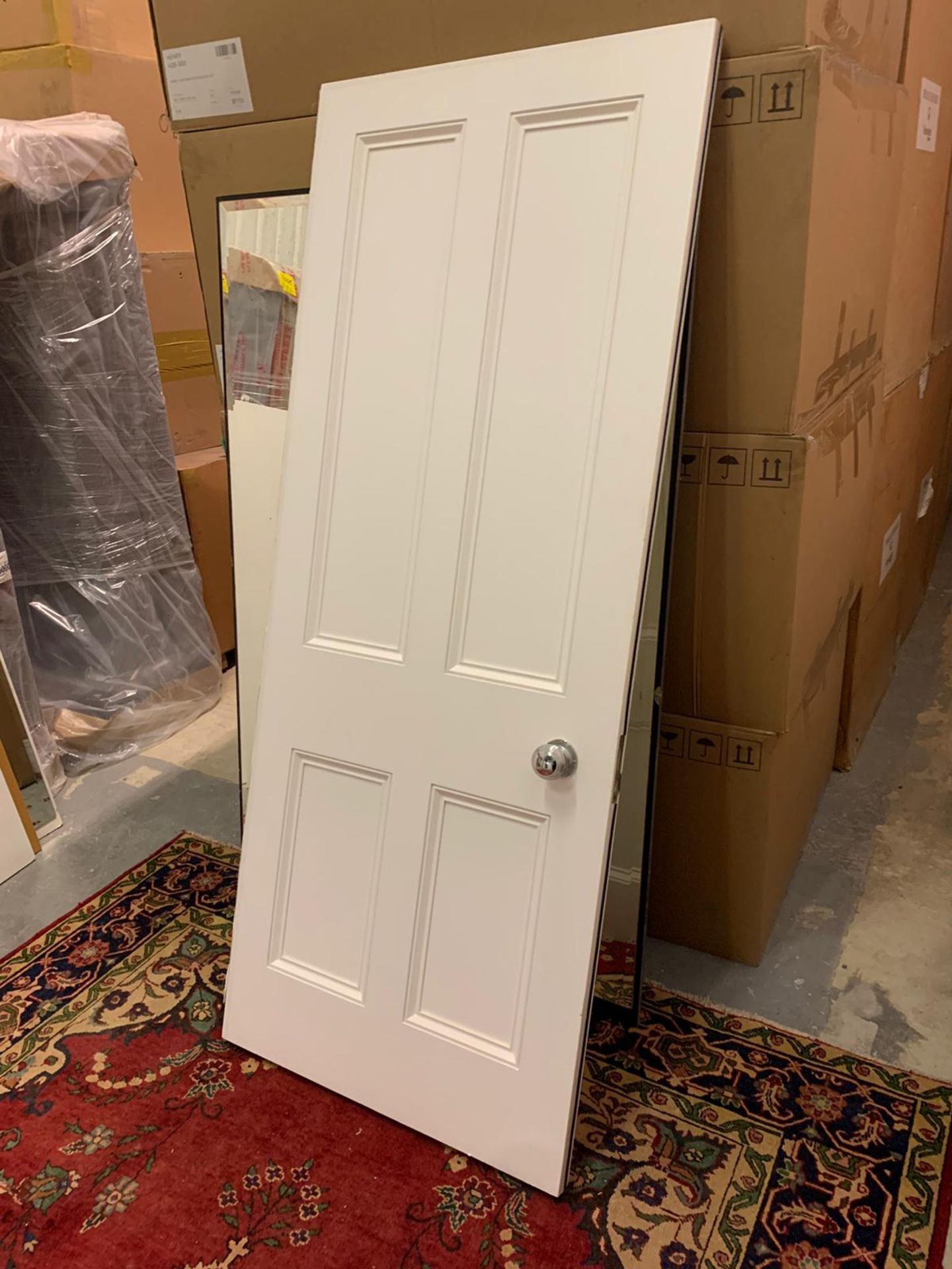 White Panelled Fire Door With Surround And Frame 83cm X 206cm X 5cm Consigned From A Luxury - Image 2 of 3