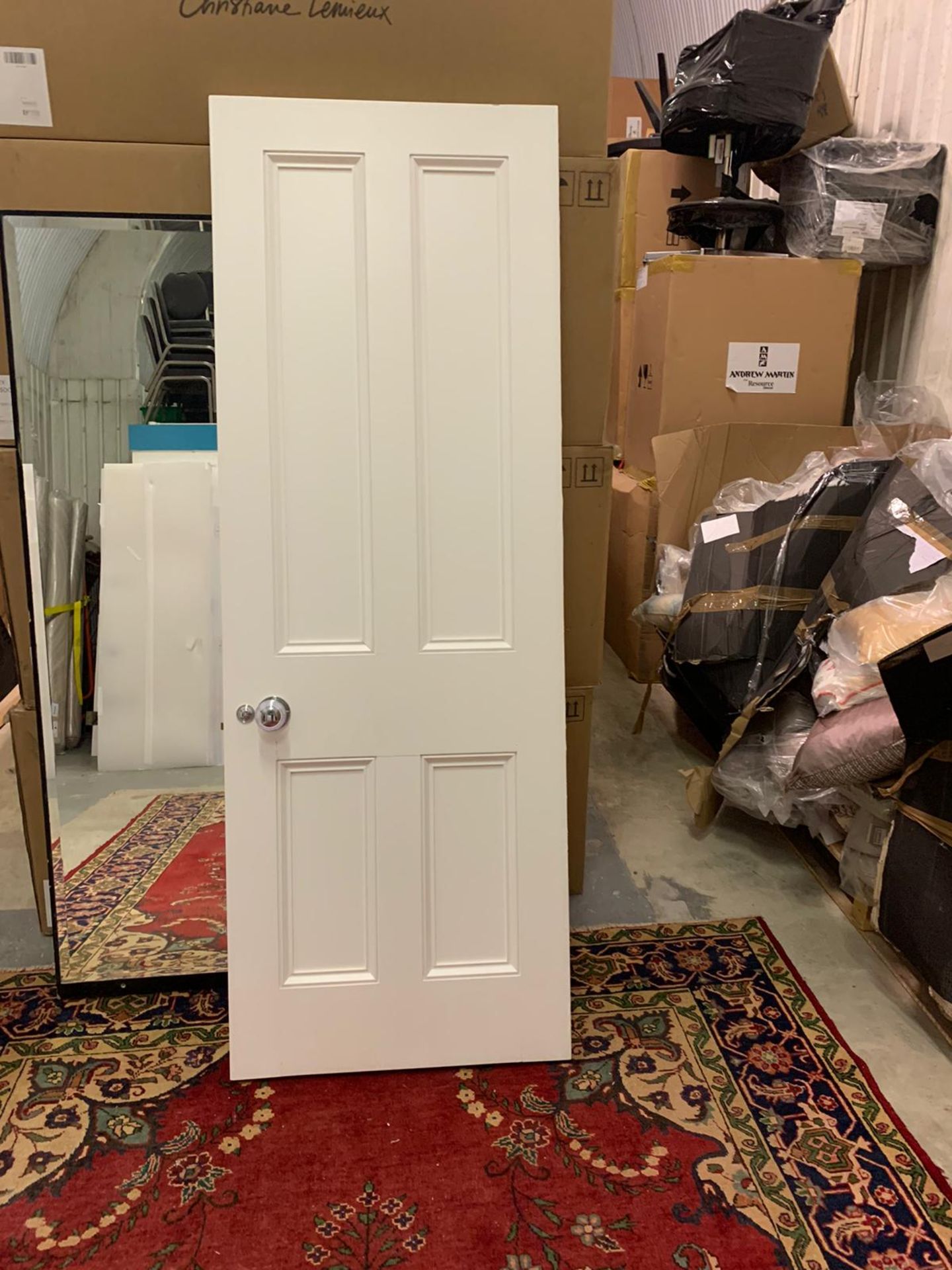 White Panelled Fire Door With Surround And Frame 73cm X 204cm X 4cm Consigned From A Luxury