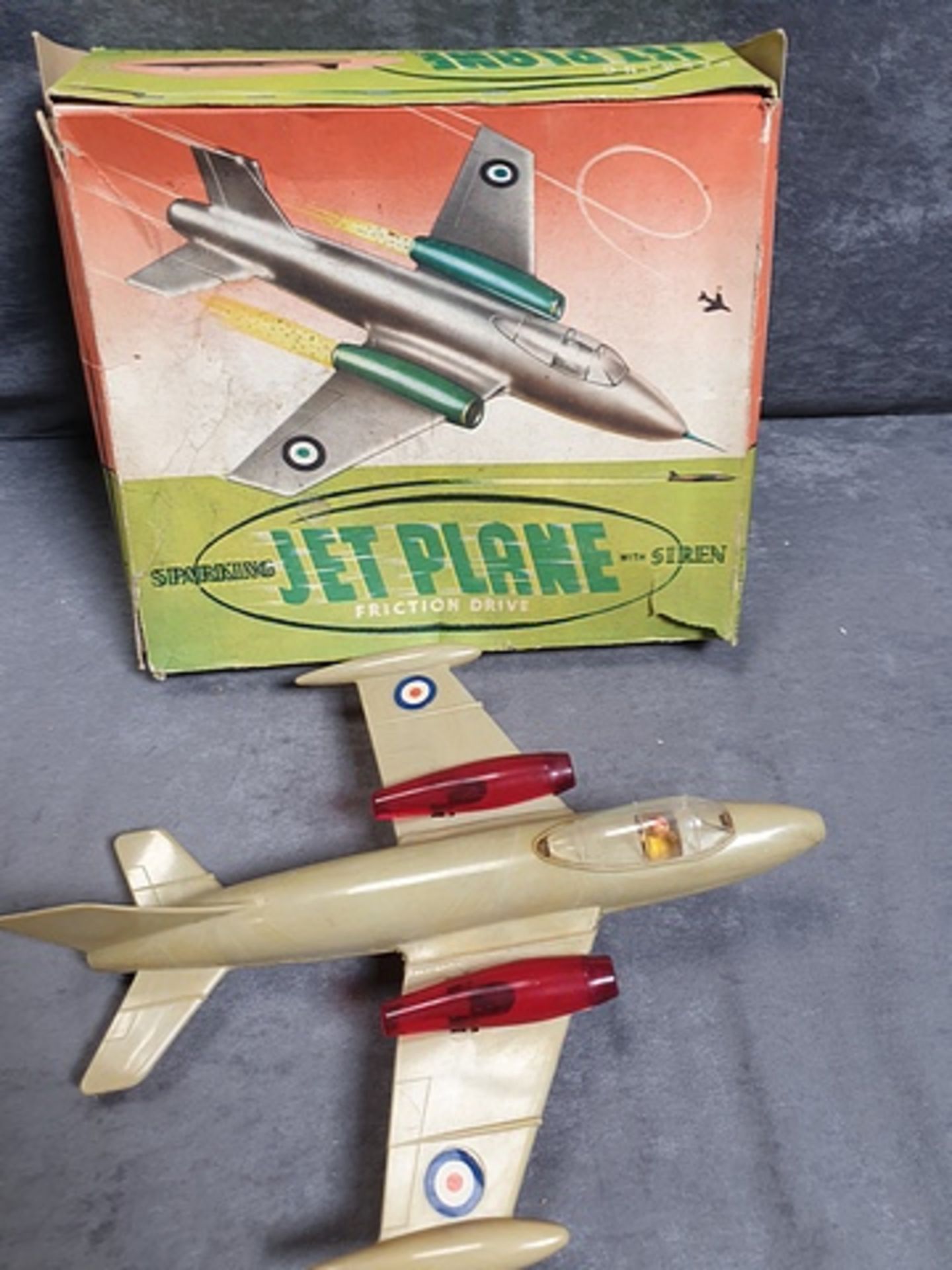 Vintage Friction Drive Sparking Jet Plane With Siren Article No 2020 Made In Great Britain
