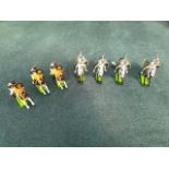 7 X Britains 4 X Axe Wielding White Knights 3 X Jousting Black & Yellow Knights On Horseback