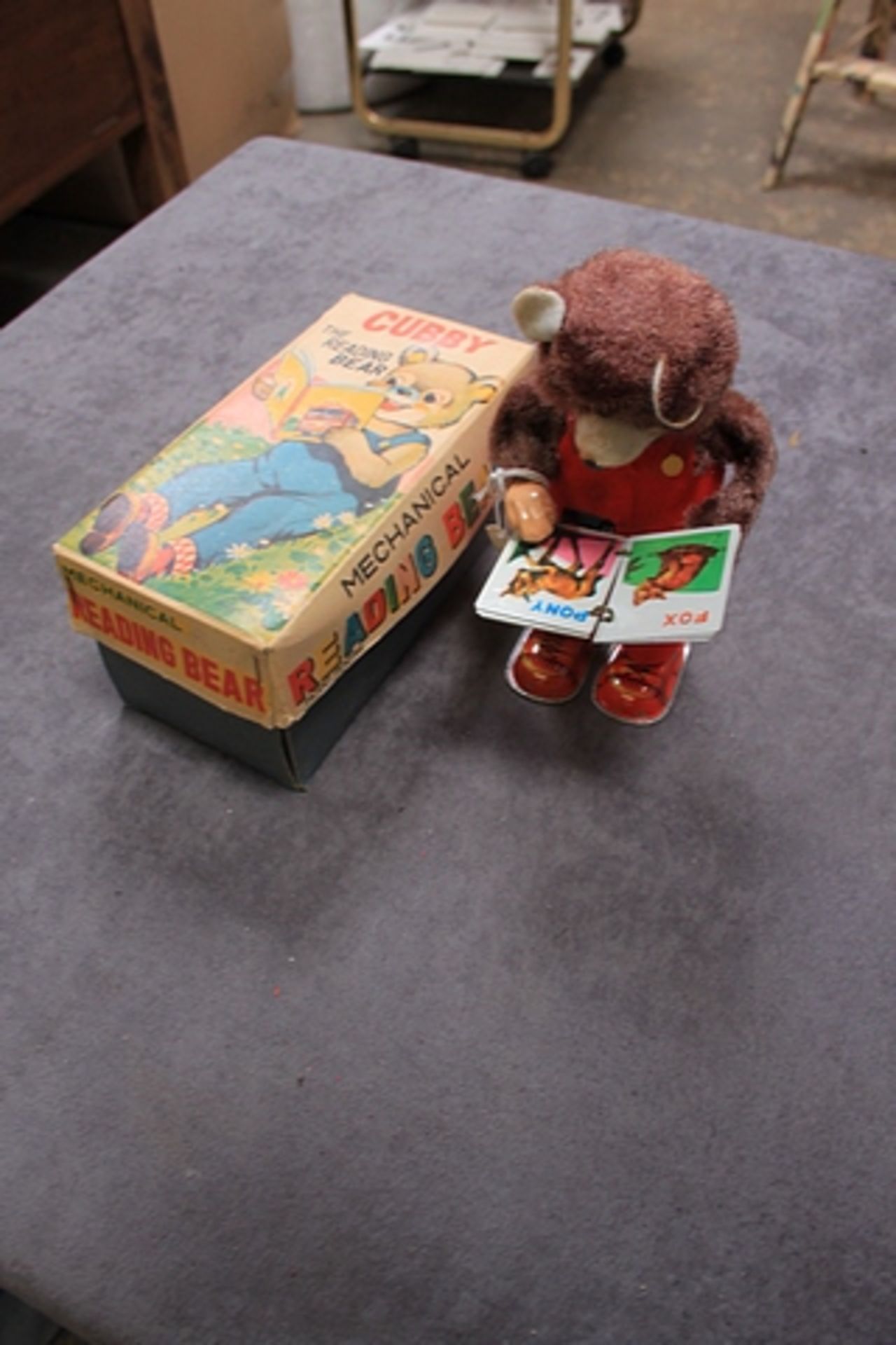 Alps (Japan) Cubby The Reading Bear Mechanical Toy Wind-Up 7 Inch Tall