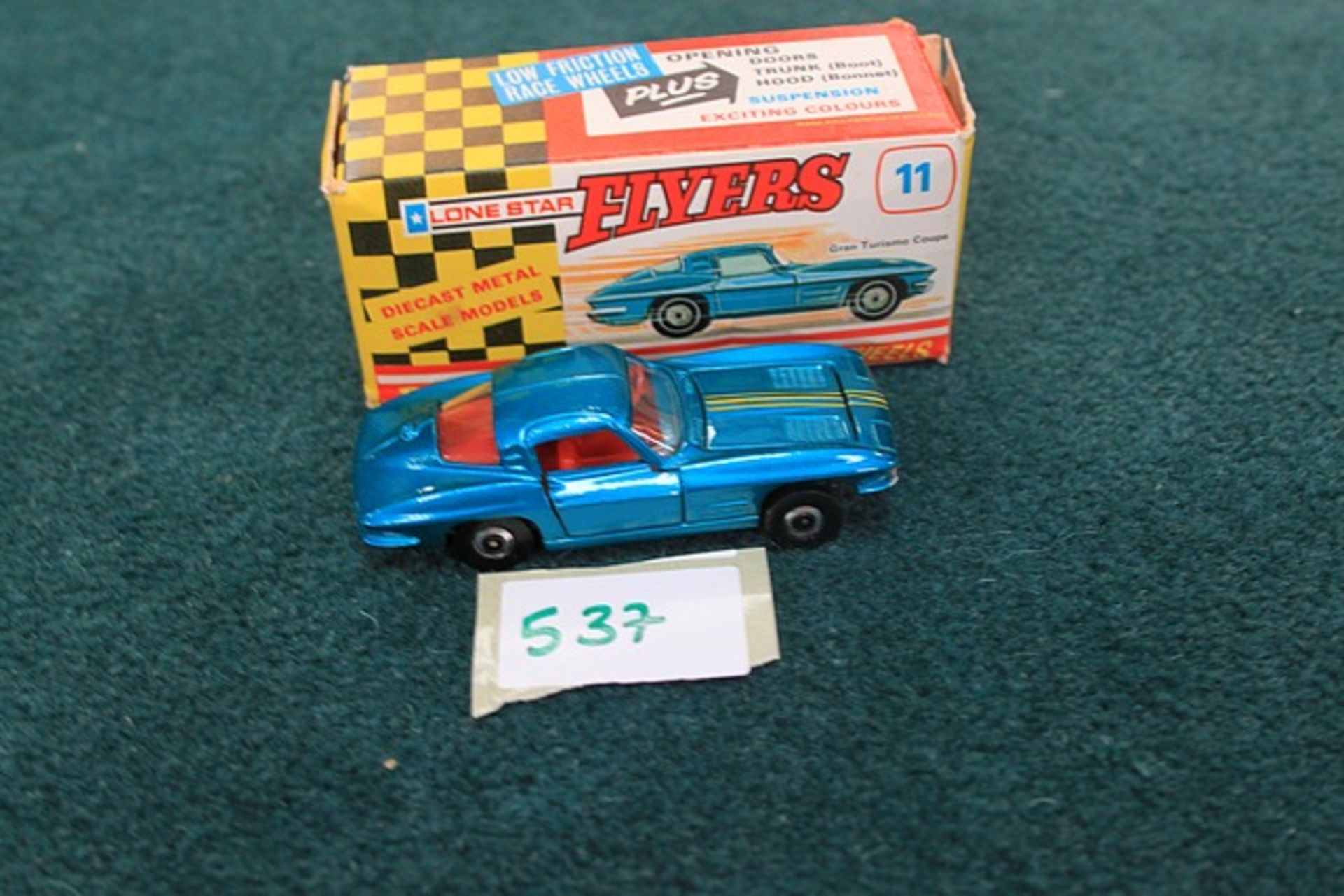 Lone Star Flyers Diecast # 11 Grand Turismo Coupe In Turquoise With Red Interior Complete With Box