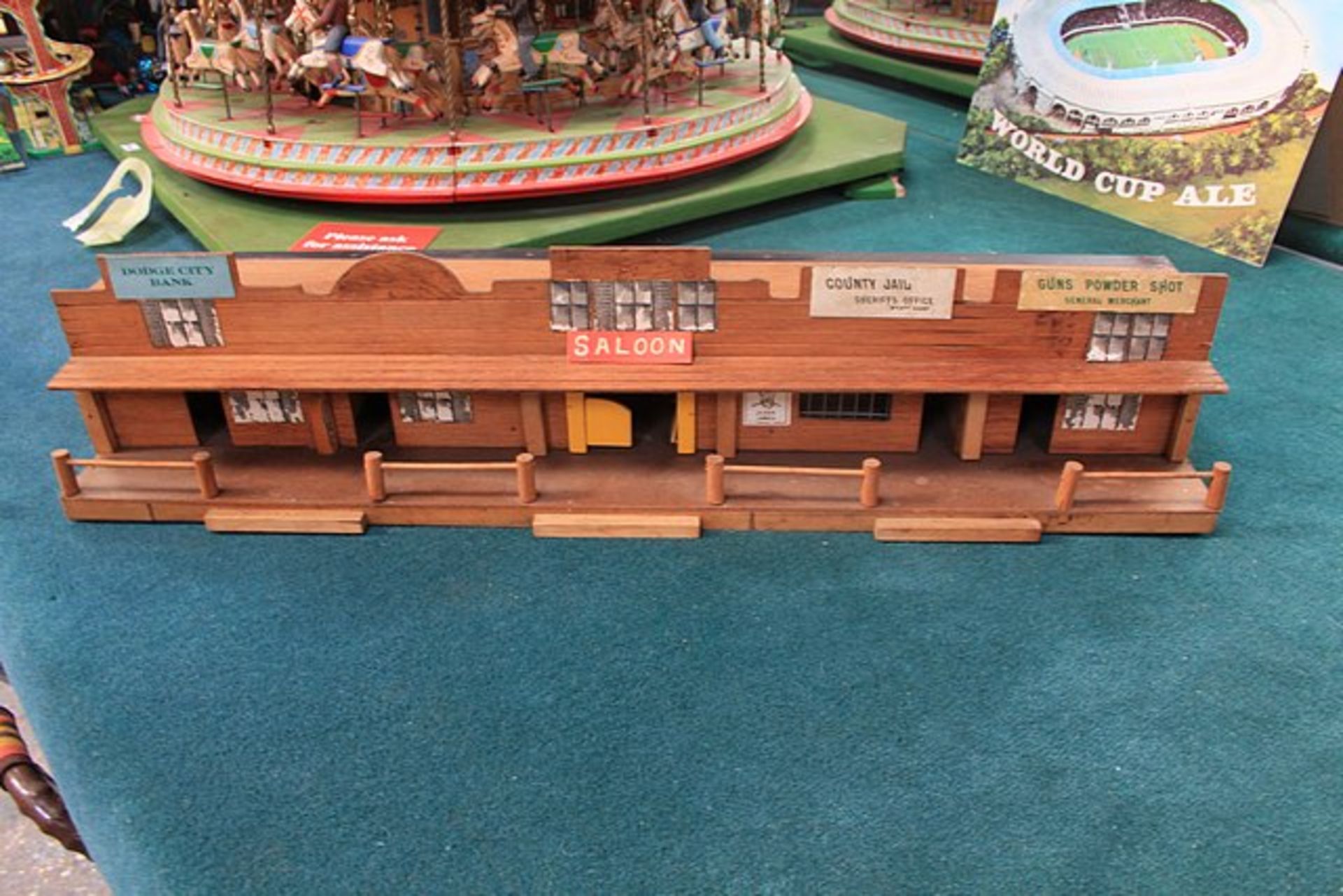 Hand Built Wodden Model Of A Dodge City Western Town 920mm x 200mm x 150mm