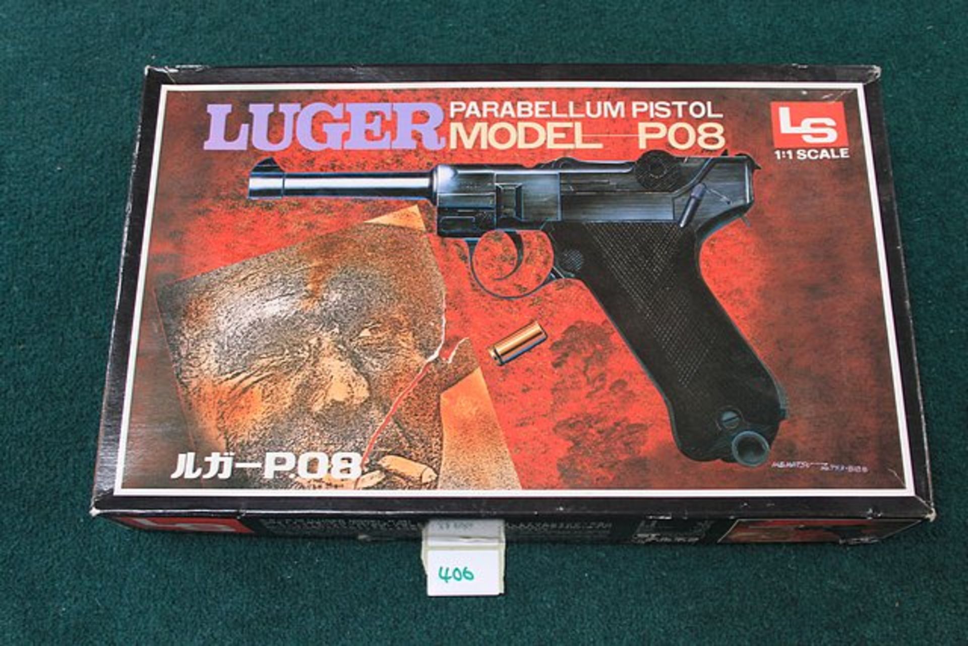 Ls Luger Parabellum Pistol P08 Model Kit 1:1 Scale Blister Card Within Original Box Made In Japan