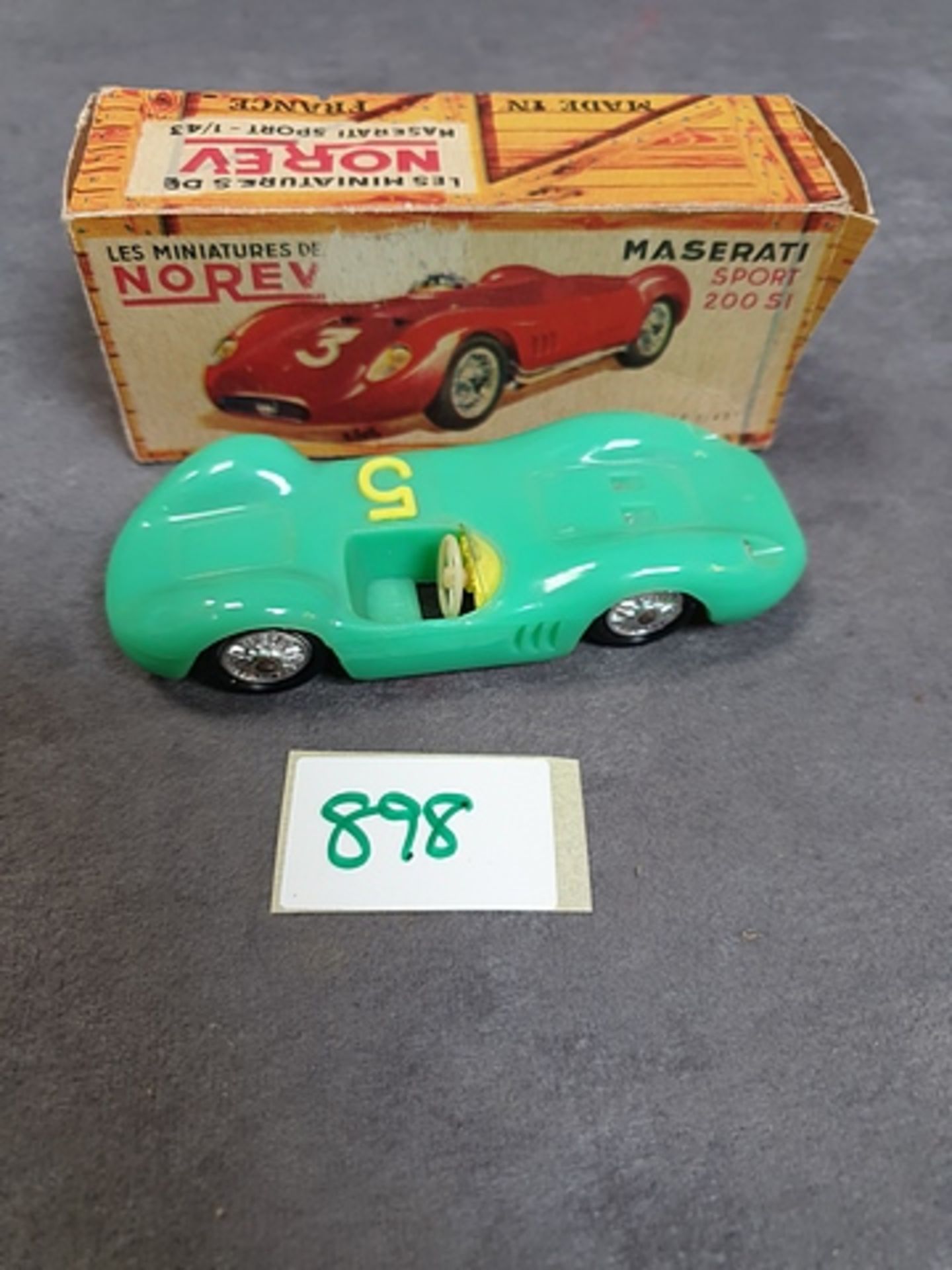 Norev (France) #12 Maserati Sport 200SI In Green With The Yellow Number 5 Scale 1/43 Plastic - Image 2 of 2