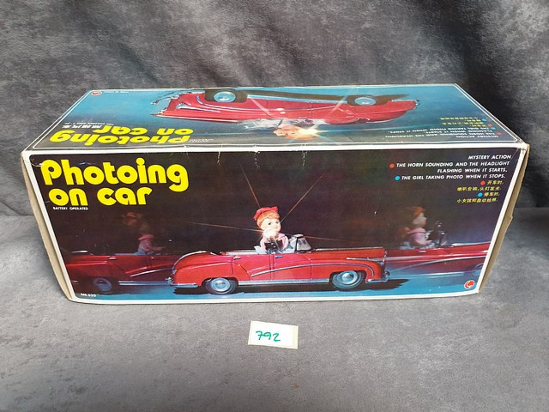 China ME630 Battery operated tin photoing on car with mystery action the horn sounding the headlight