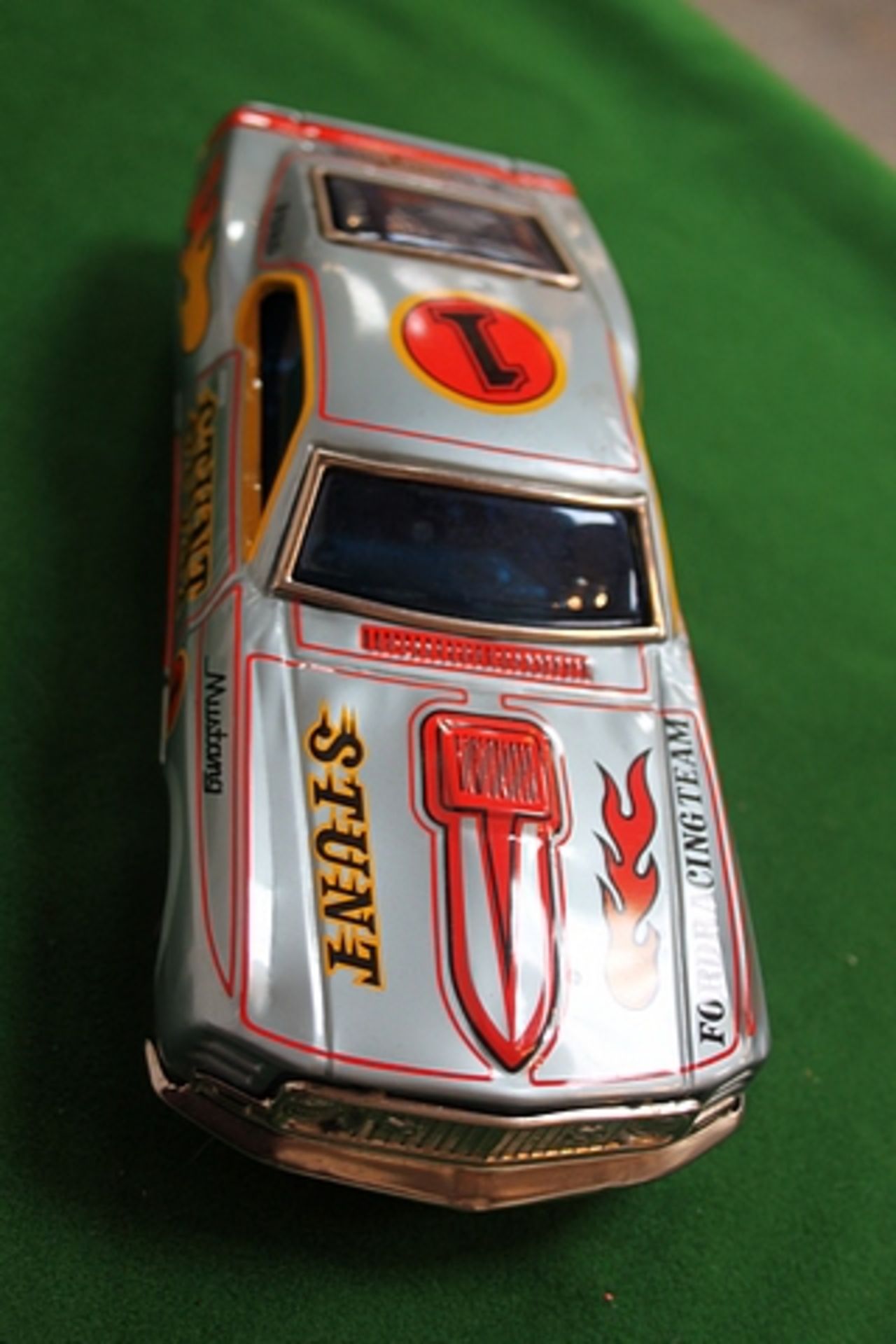 Tokyo Plaything Shokai Co. TPS Japan Battery Operated Champion Stunt Car 10.5 Inches Battery - Image 2 of 2
