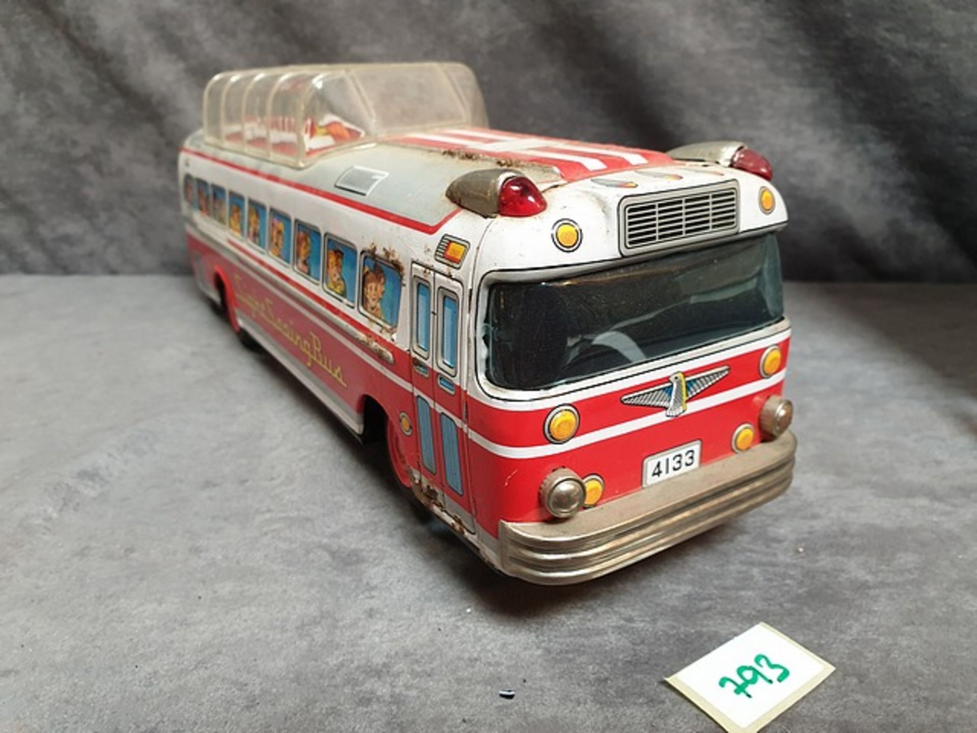 Bandai (Japan) #4133 1960's battery powered tin Sight Seeing Bus