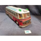 Vintage red china Large friction Shanghai red touring bus MF-812 with siren noise