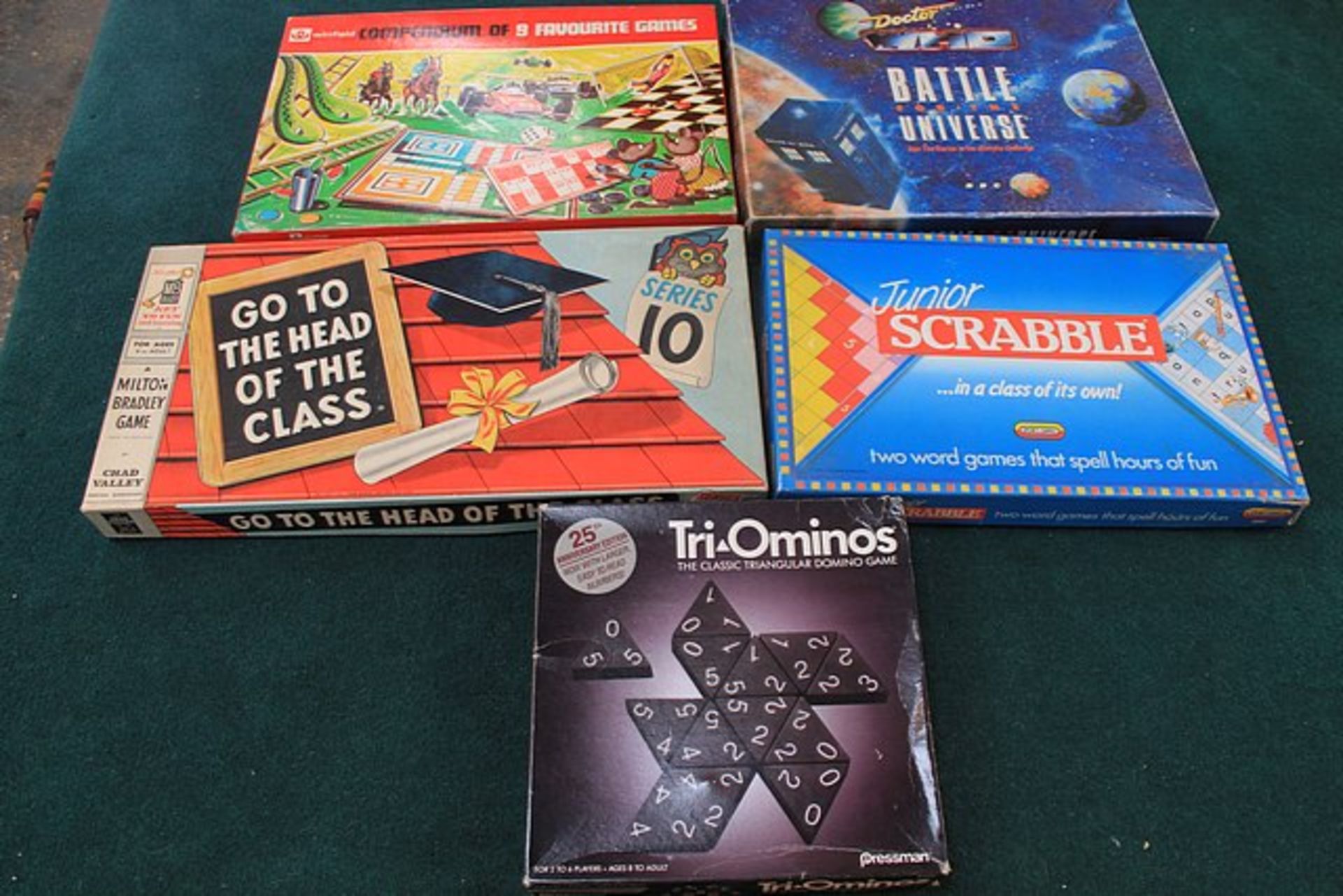 5 x Board Games Tri-Ominos Battle For The Universe Compendium Of 9 Favourite Games Scrabble & Go