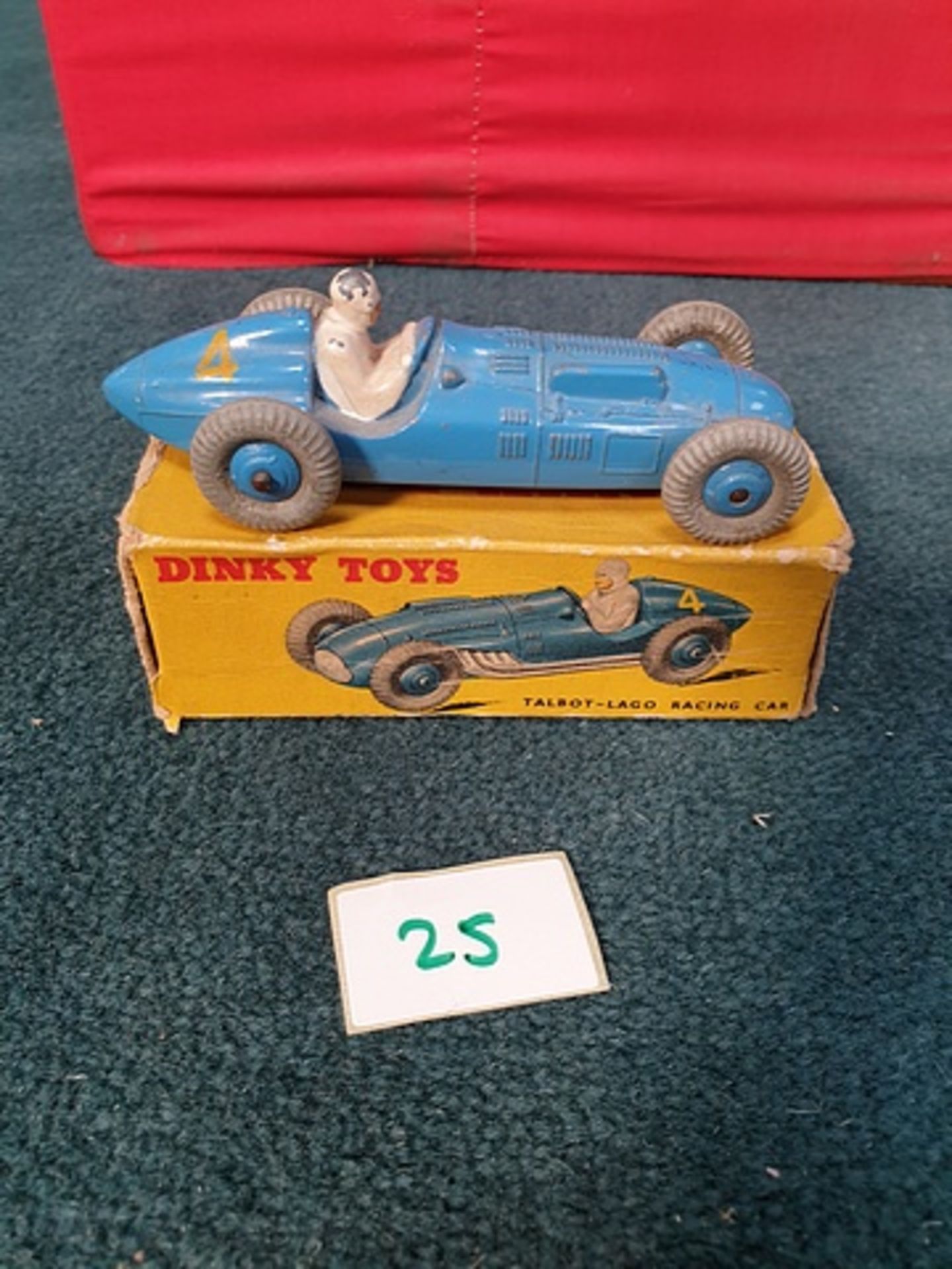 Dinky Toys Diecast #230 Talbot Lago Racing Car Blue With Yellow Racing #5 Complete With Box