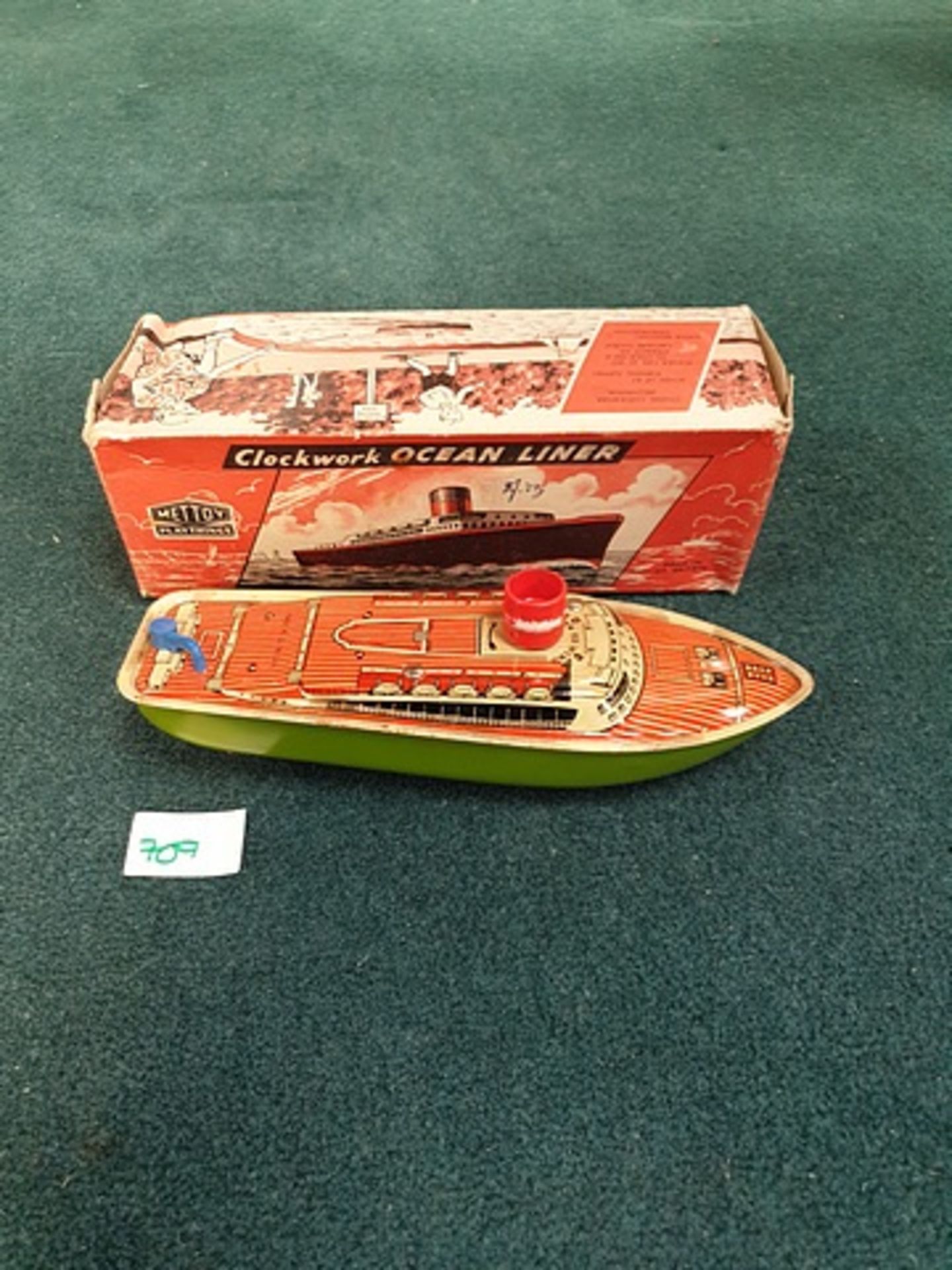 1950's Mettoy Playthings Clockwork Ocean Liner in original box