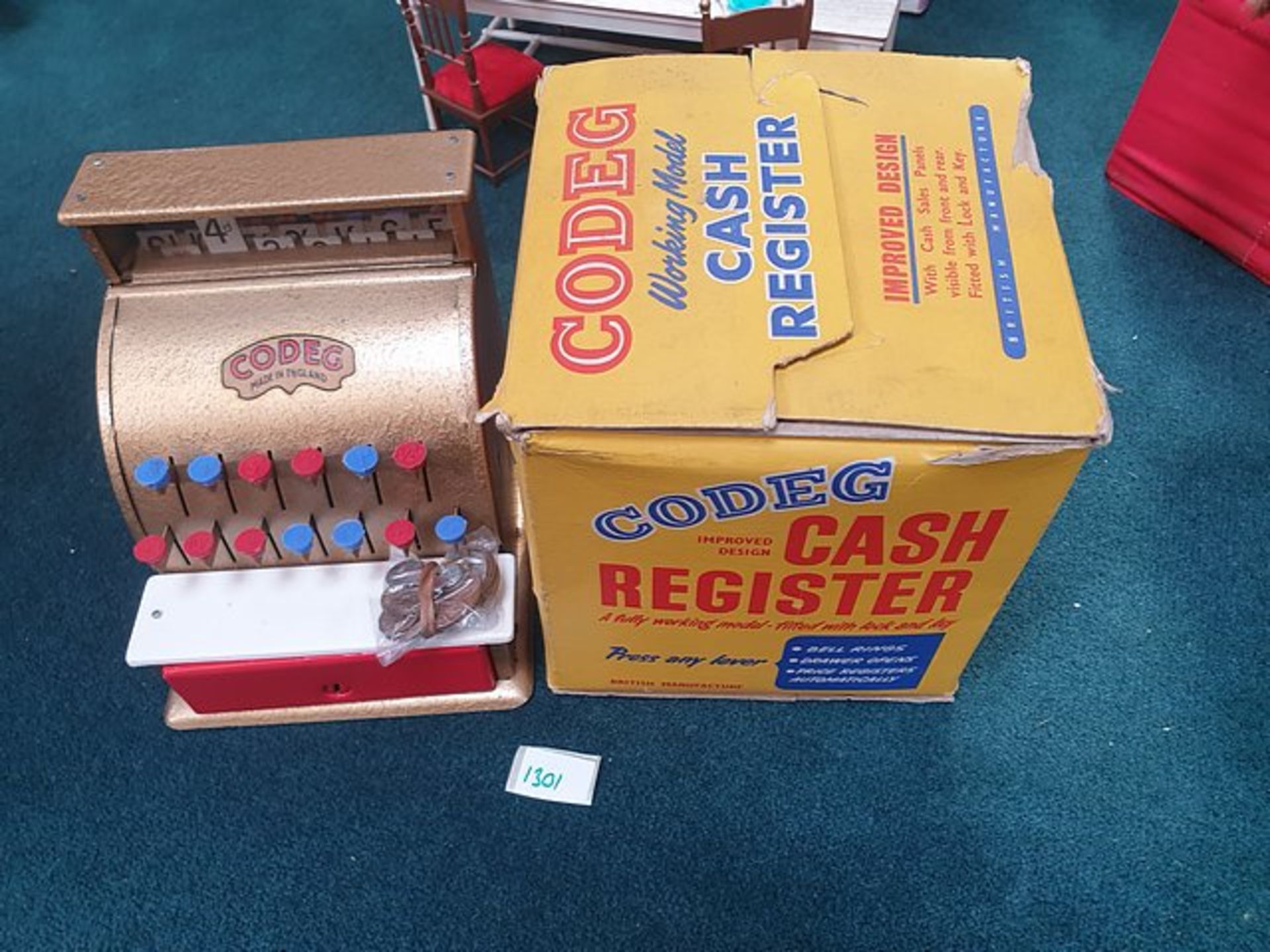 A Codeg Production Cash Register With Toy Money Complete In Box