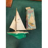 Tri-ang 12" Sailing Yacht in original box but box is damaged