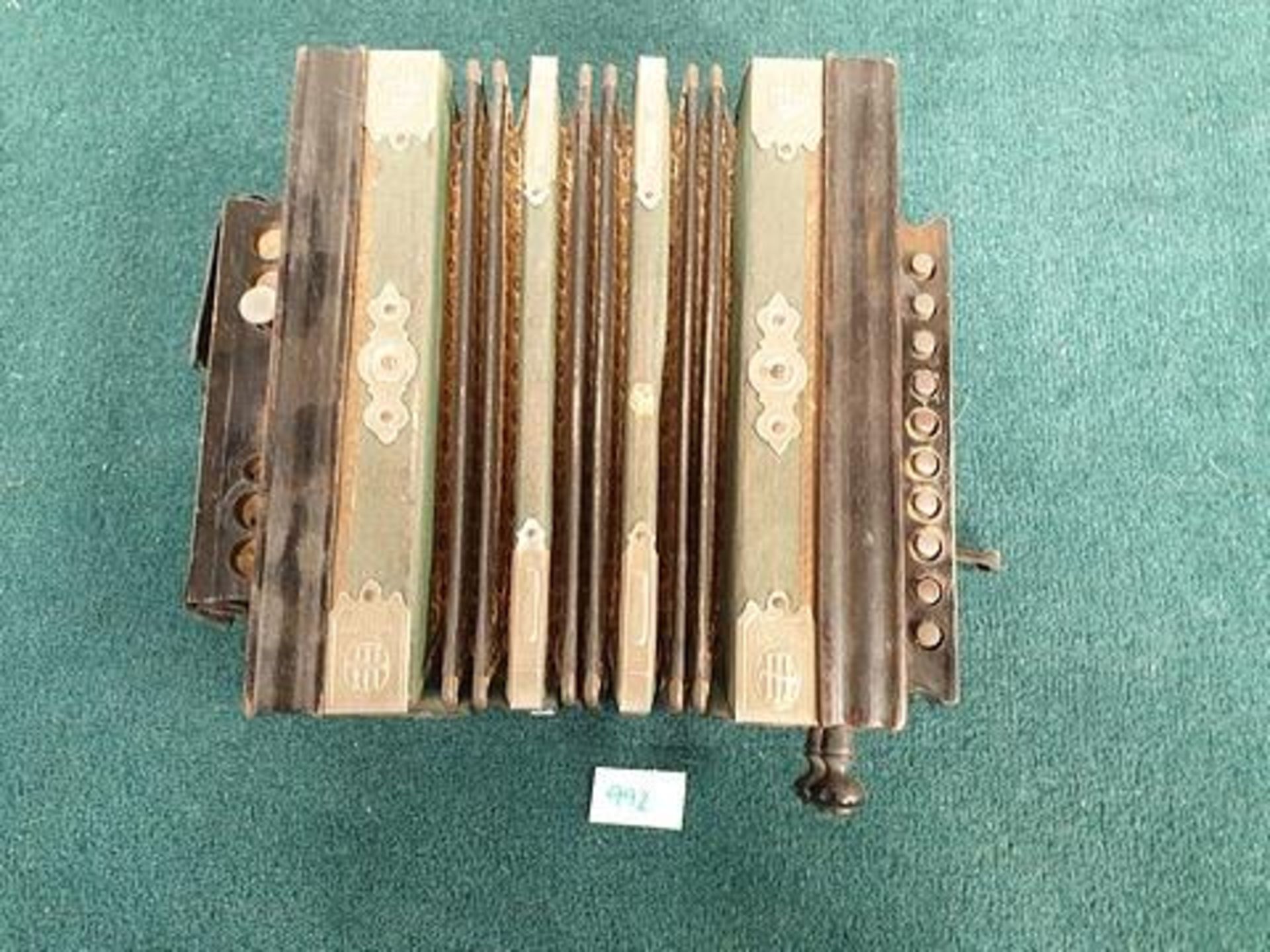 Tom Thumb Vintage Accordion Squeeze Box Made In Germany Made Of Wood, Featuring Tin And Brass