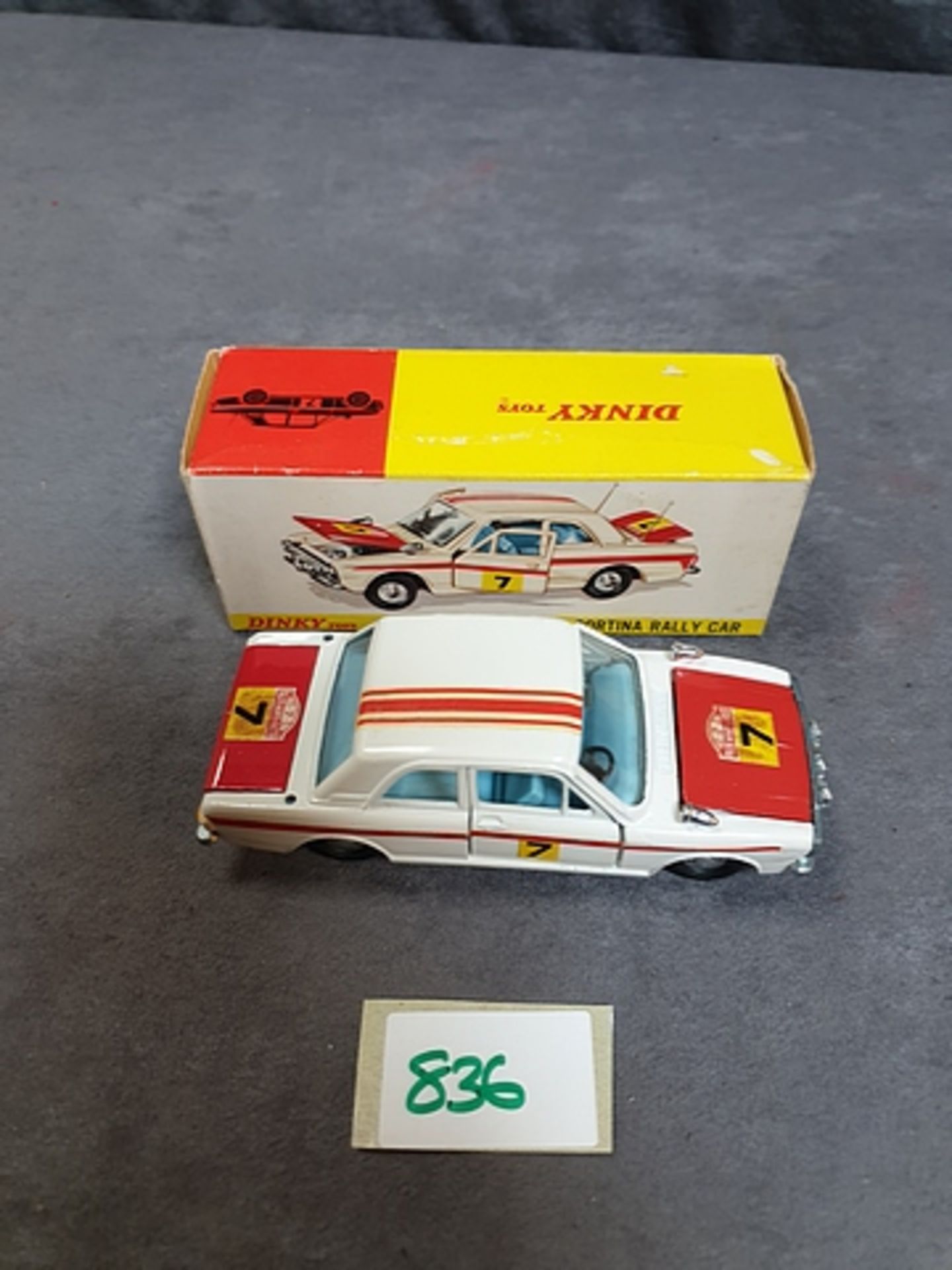 Dinky Diecast Toys #205 Lotus Cortina Rally Car model in Mint condition in a crisp Box