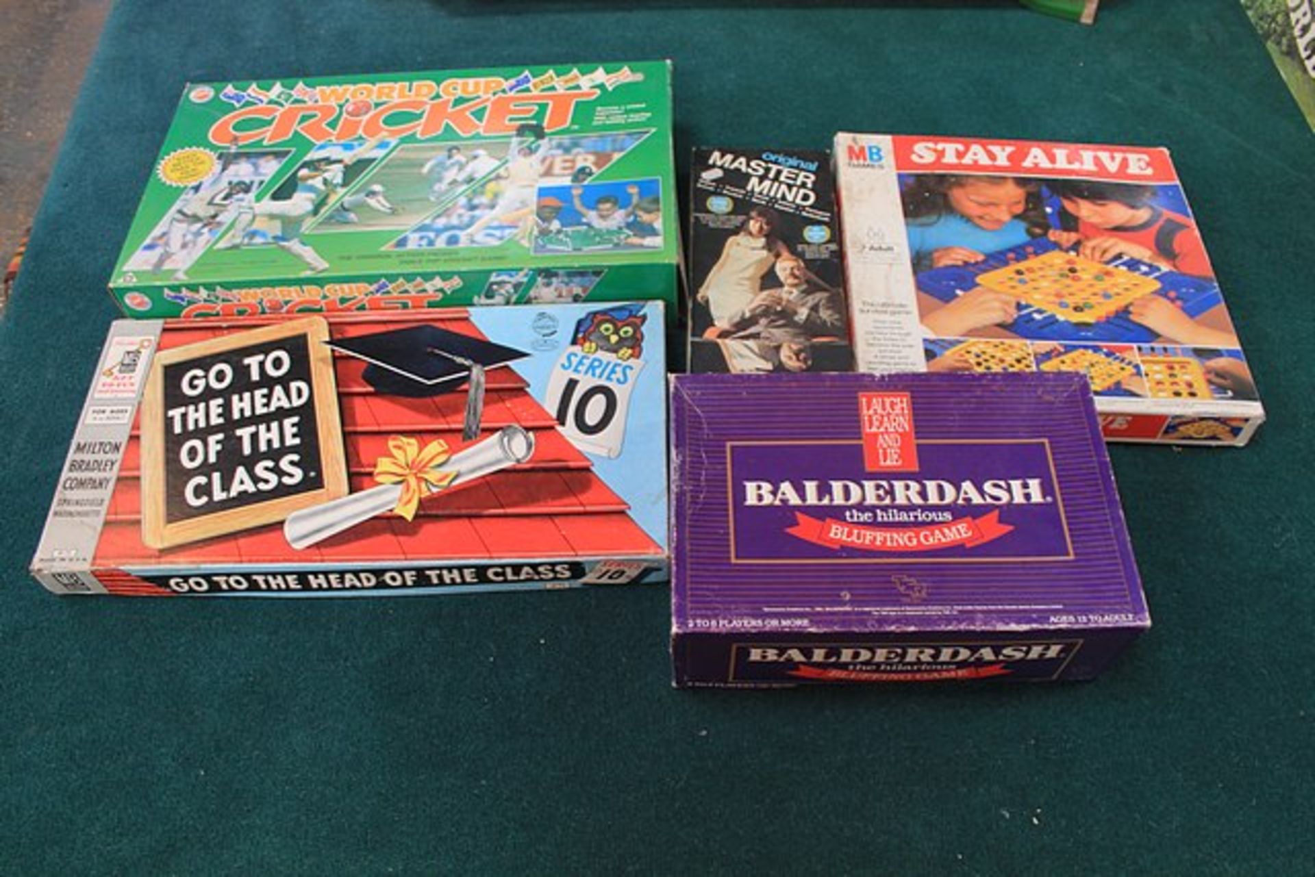 5 x Board Games Balderdash Stay Alive Master Mind World Cup Cricket & Go To The Head Of The Class