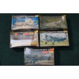 5 X Heller 1/72 Scale Kits Comprising Of #283 De Havilland FB5 Vampire, #282 Supermarine Spitfire Mk