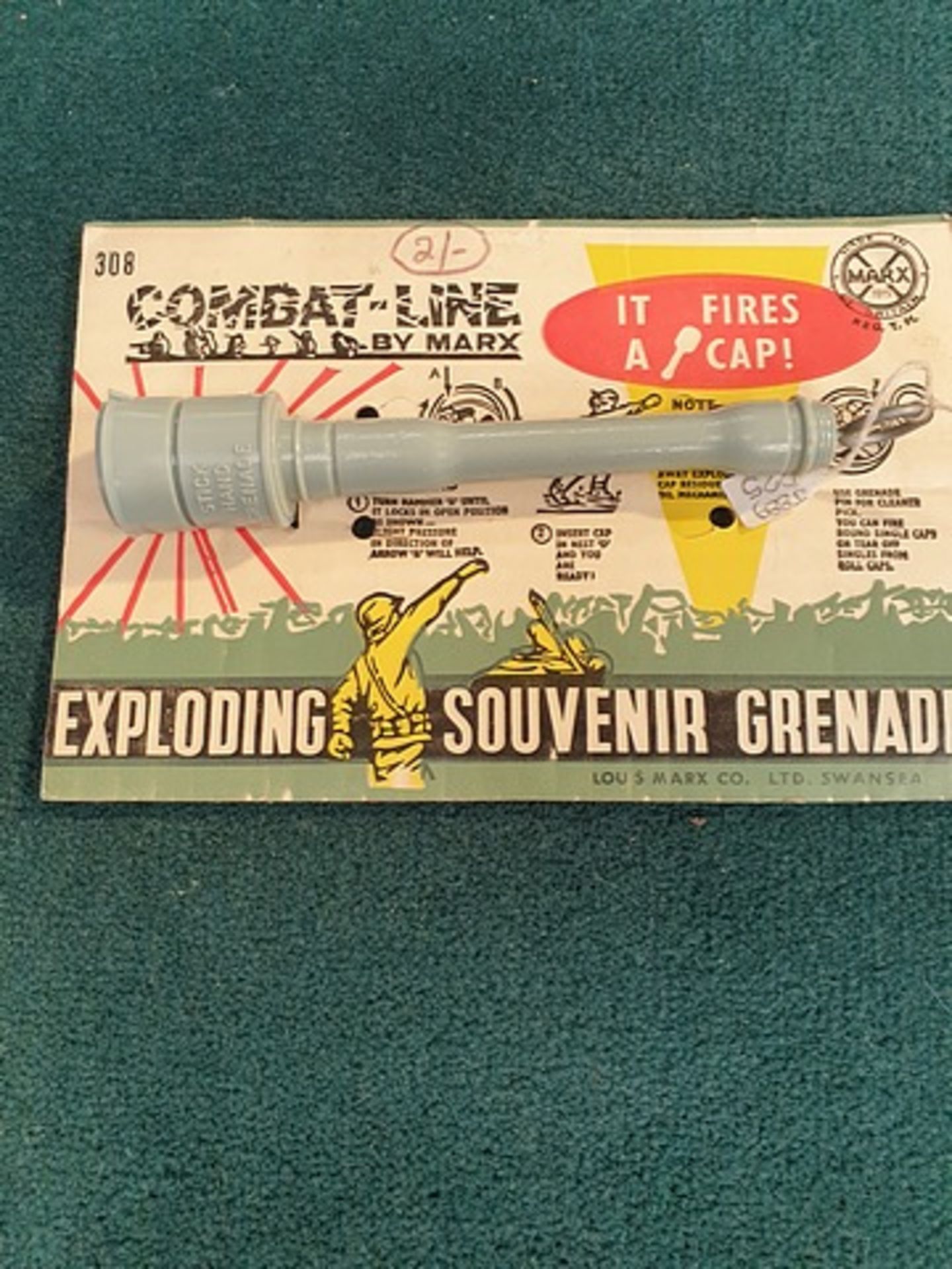 Marx Rare Vintage 1960's Marx Toys Combat Line Exploding Souvenir Grenade It Fires A Cap Grenade