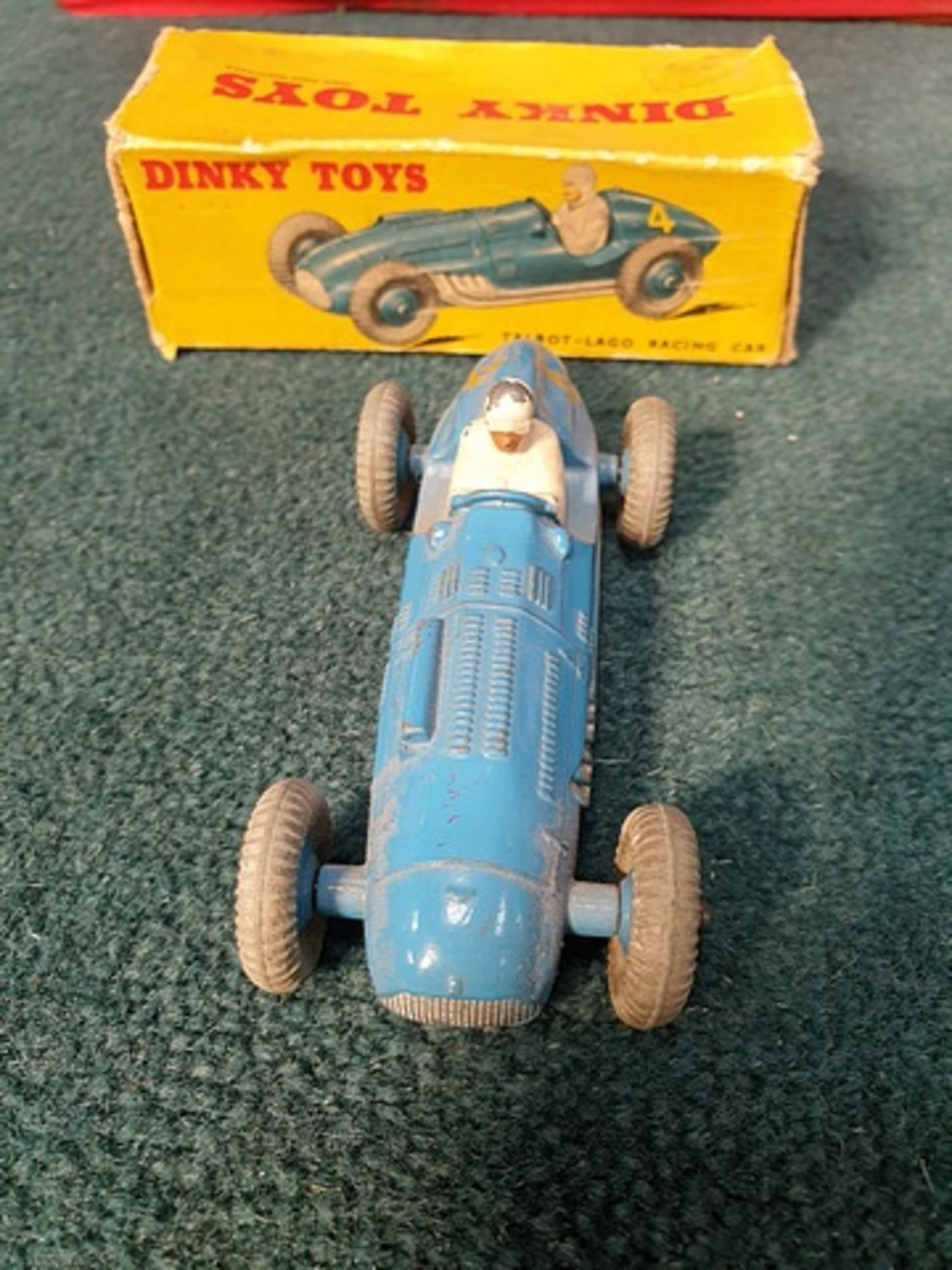 Dinky Toys Diecast #230 Talbot Lago Racing Car Blue With Yellow Racing #5 Complete With Box - Image 2 of 2