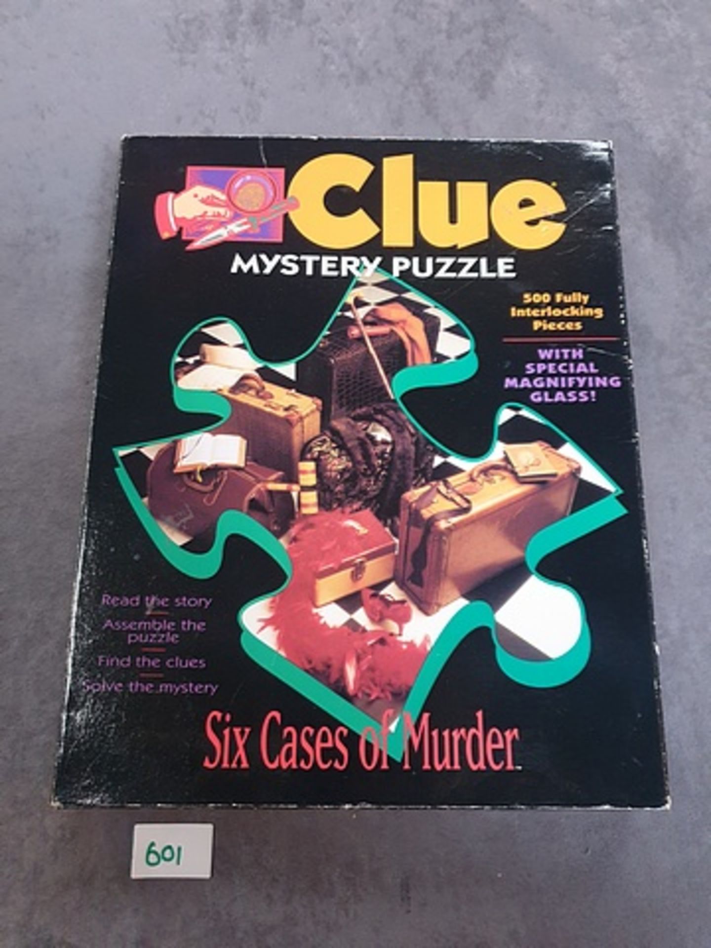 MB MILTON Clue Mystery puzzle - 6 cases of murder. Read the story Assemble the puzale to find