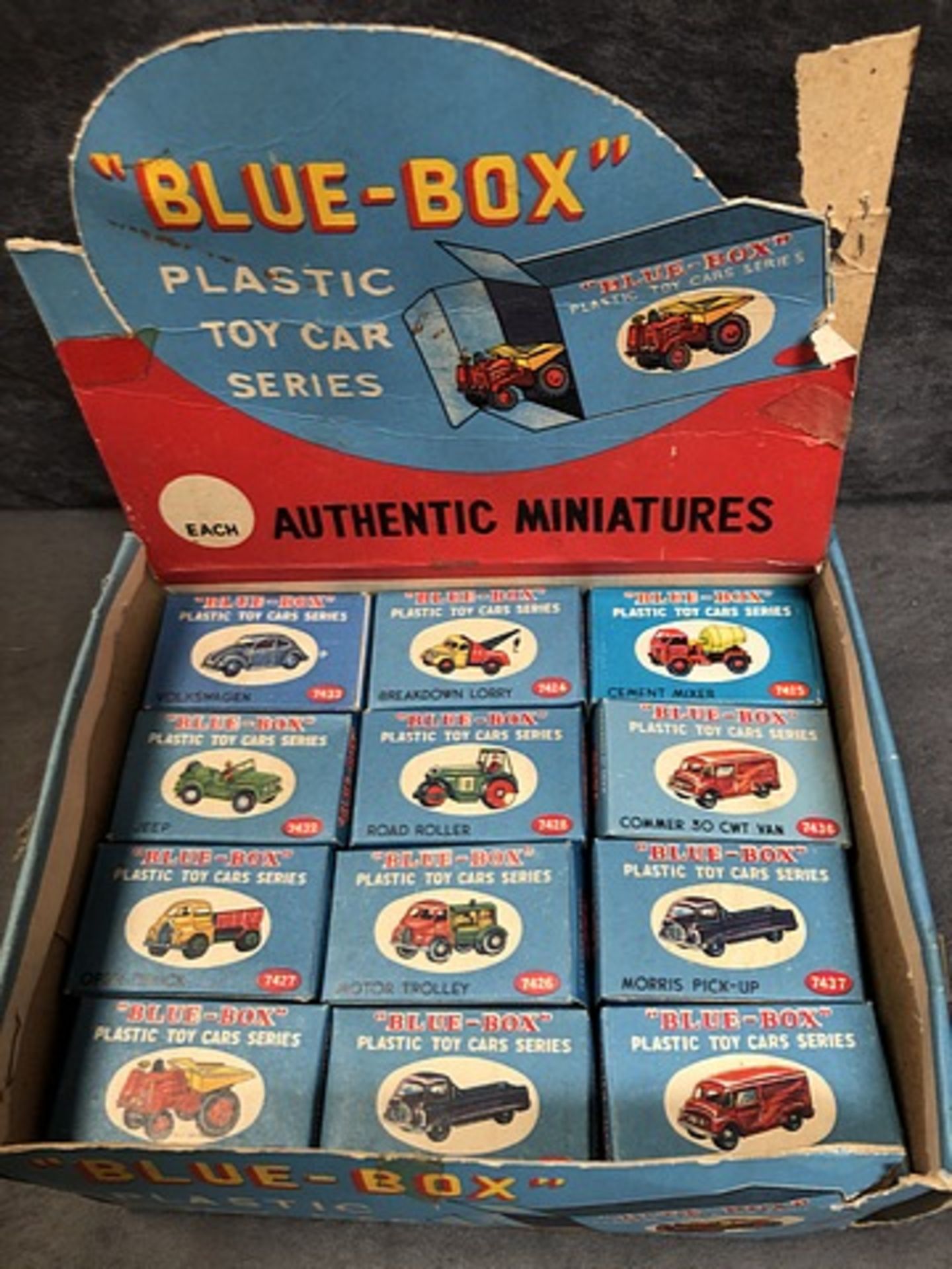 Blue Box Trade Box With 24 Assorted Cars Made In Hong Kong Complete In Box